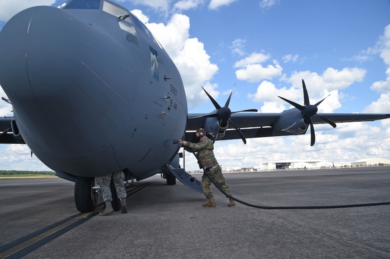 A new C-130J aircraft is delivered to Little Rock Air Force Base