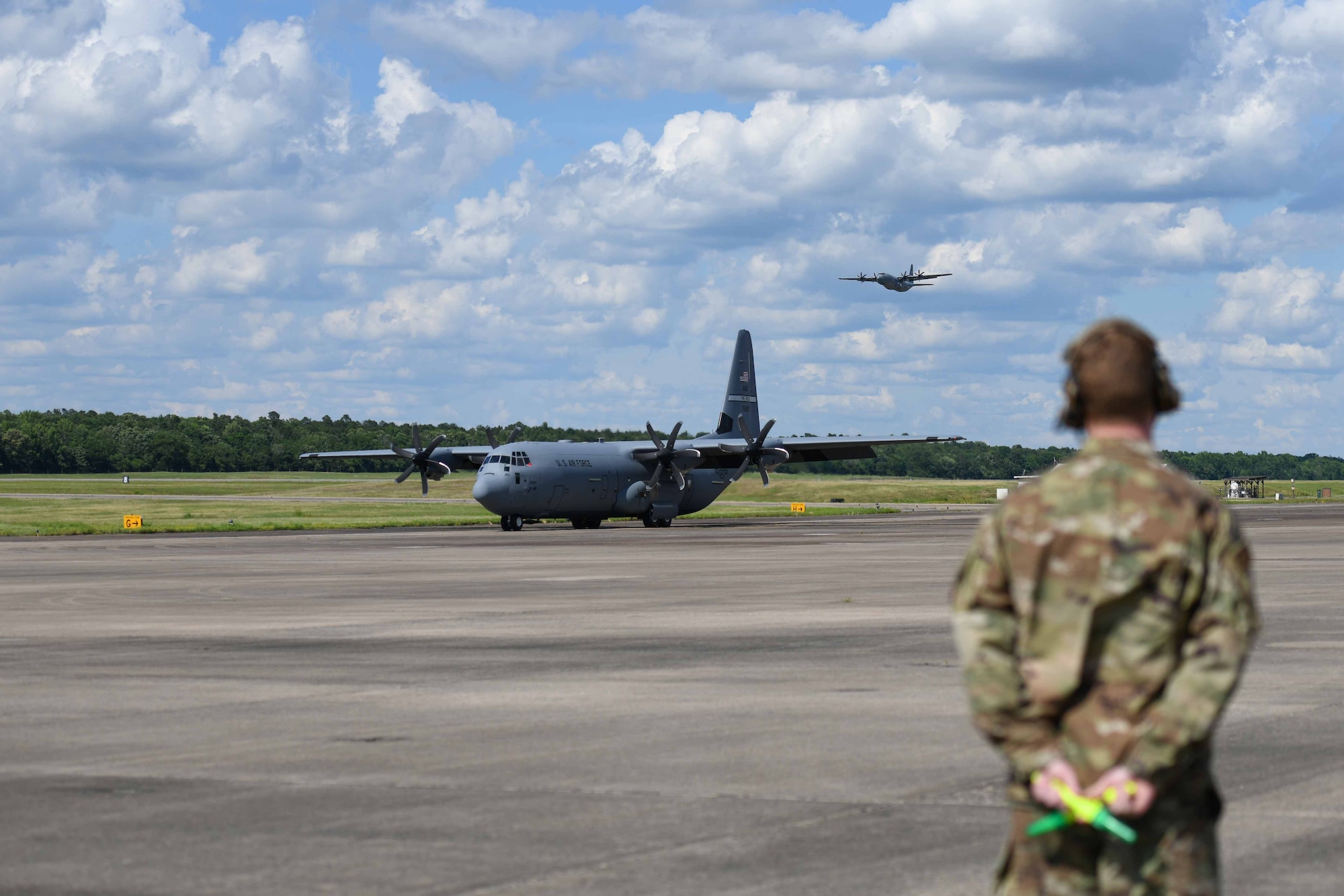 A new C-130J aircraft is delivered to Little Rock Air Force Base