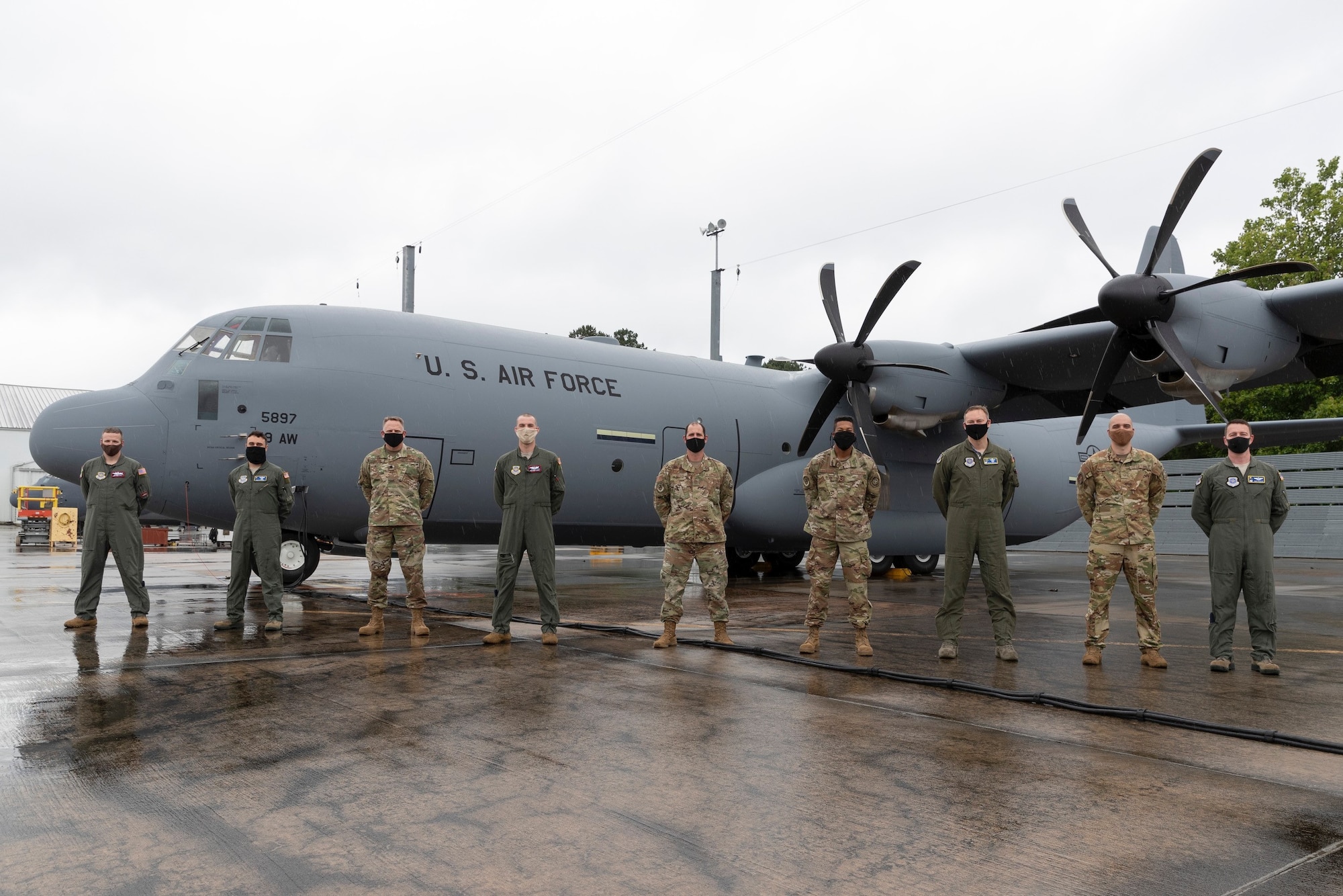 A new C-130J aircraft is delivered to Little Rock Air Force Base