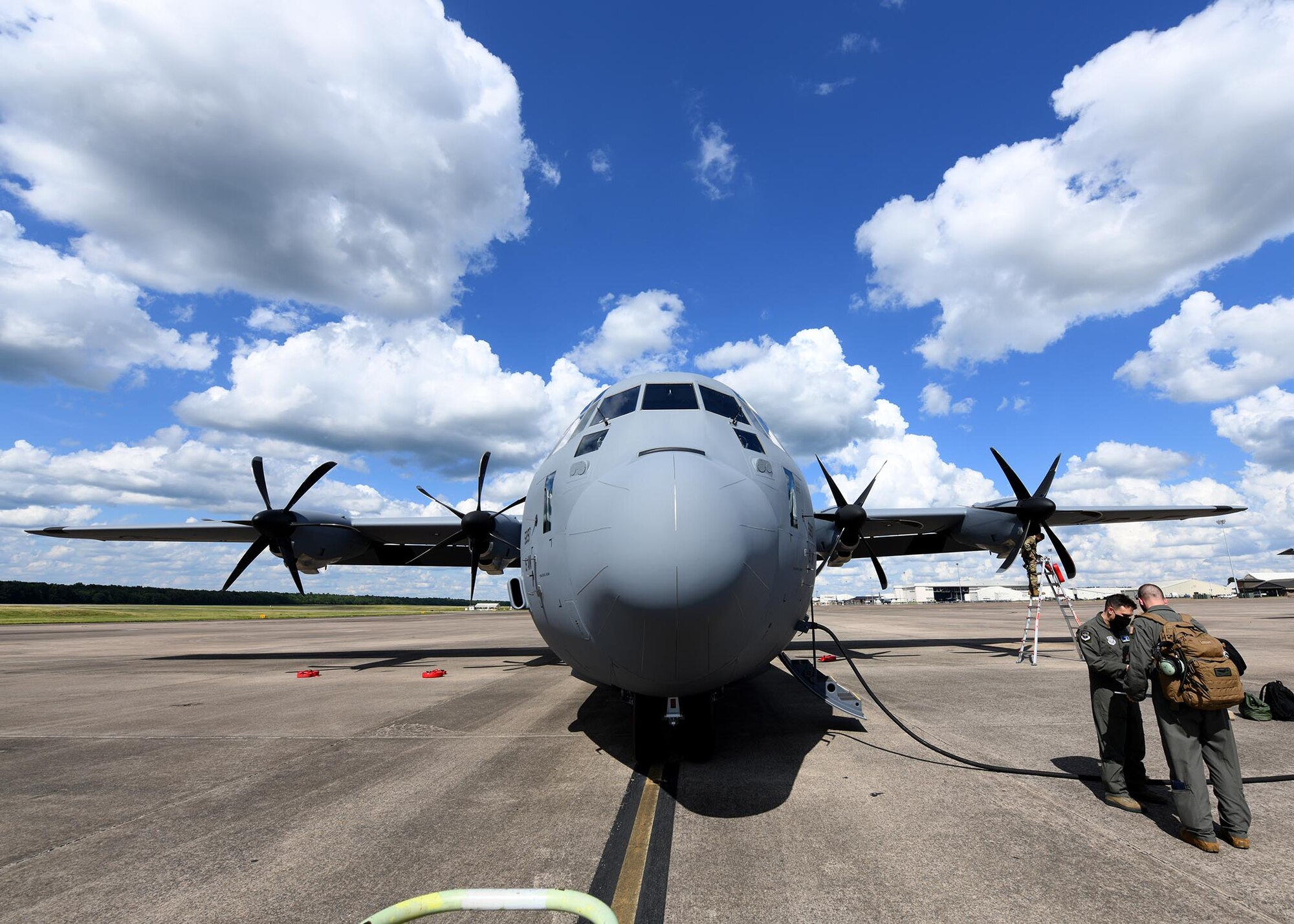 A new C-130J aircraft is delivered to Little Rock Air Force Base