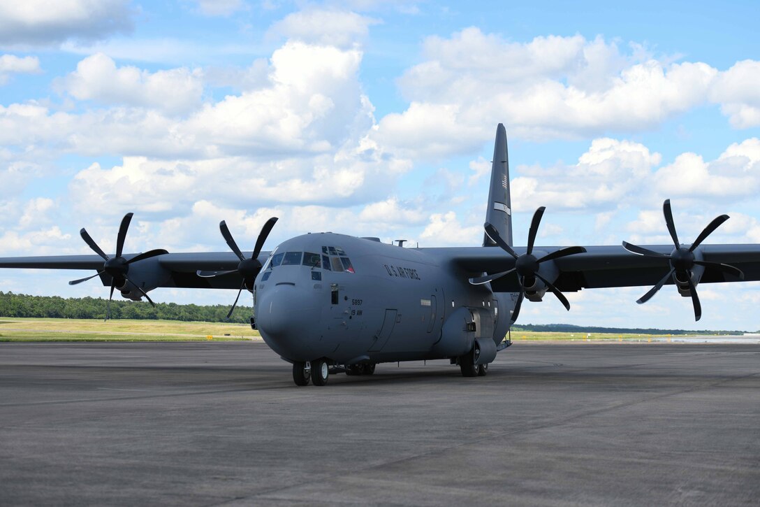 A new C-130J aircraft is delivered to Little Rock Air Force Base