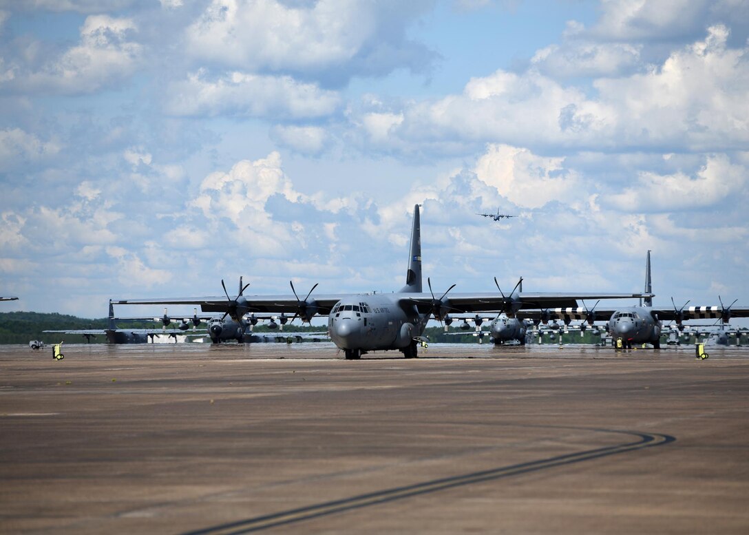 A new C-130J aircraft is delivered to Little Rock Air Force Base