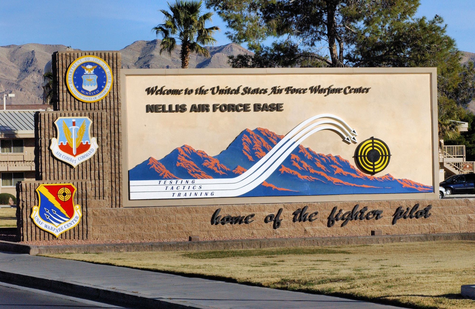 Nellis welcome sign