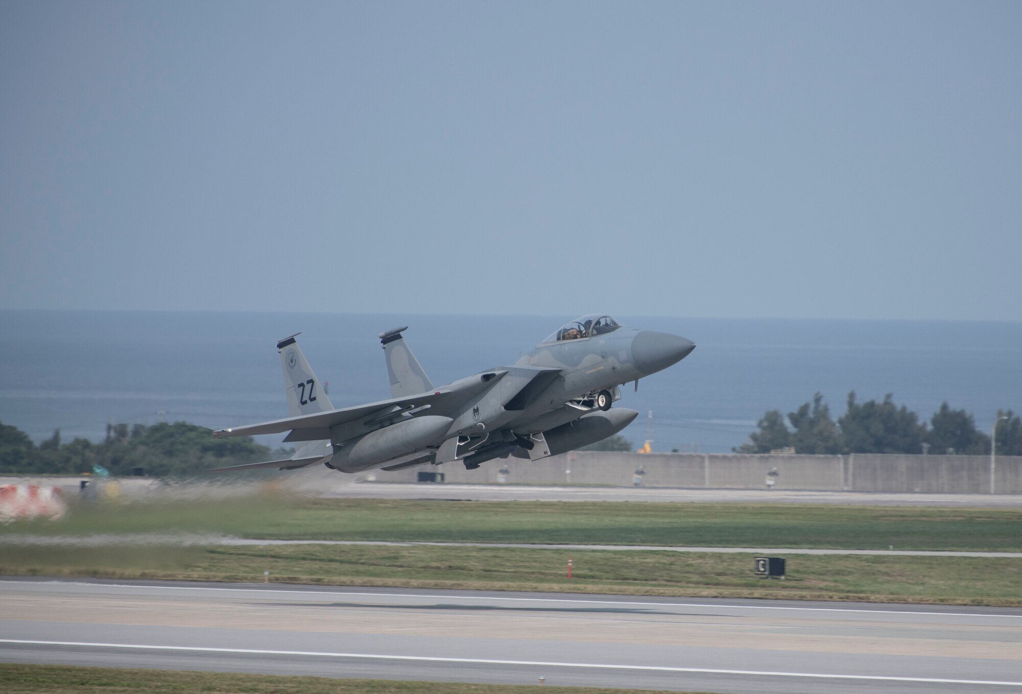 An F-15C Eagle takes off.