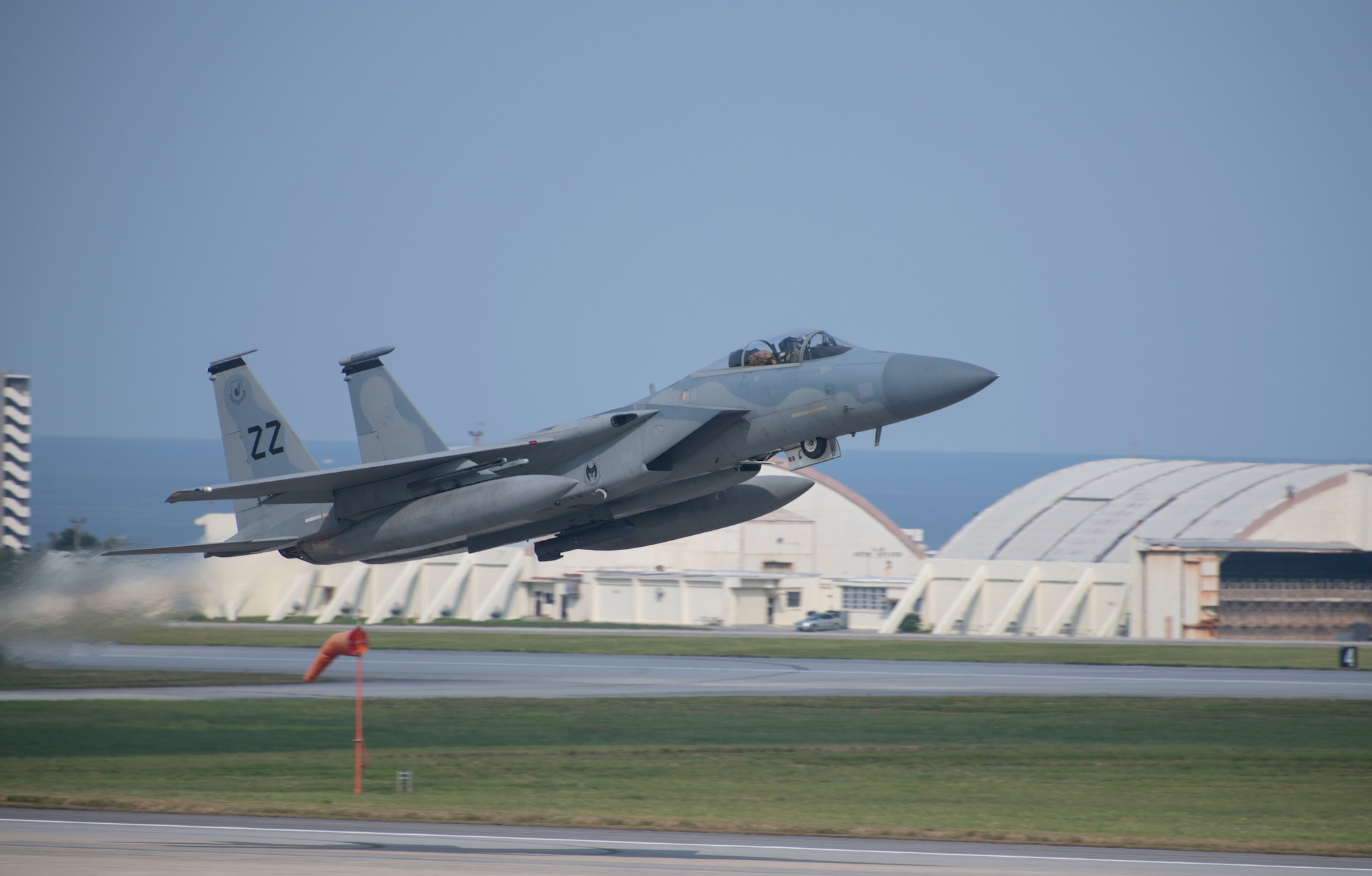 An F-15C Eagle takes off.