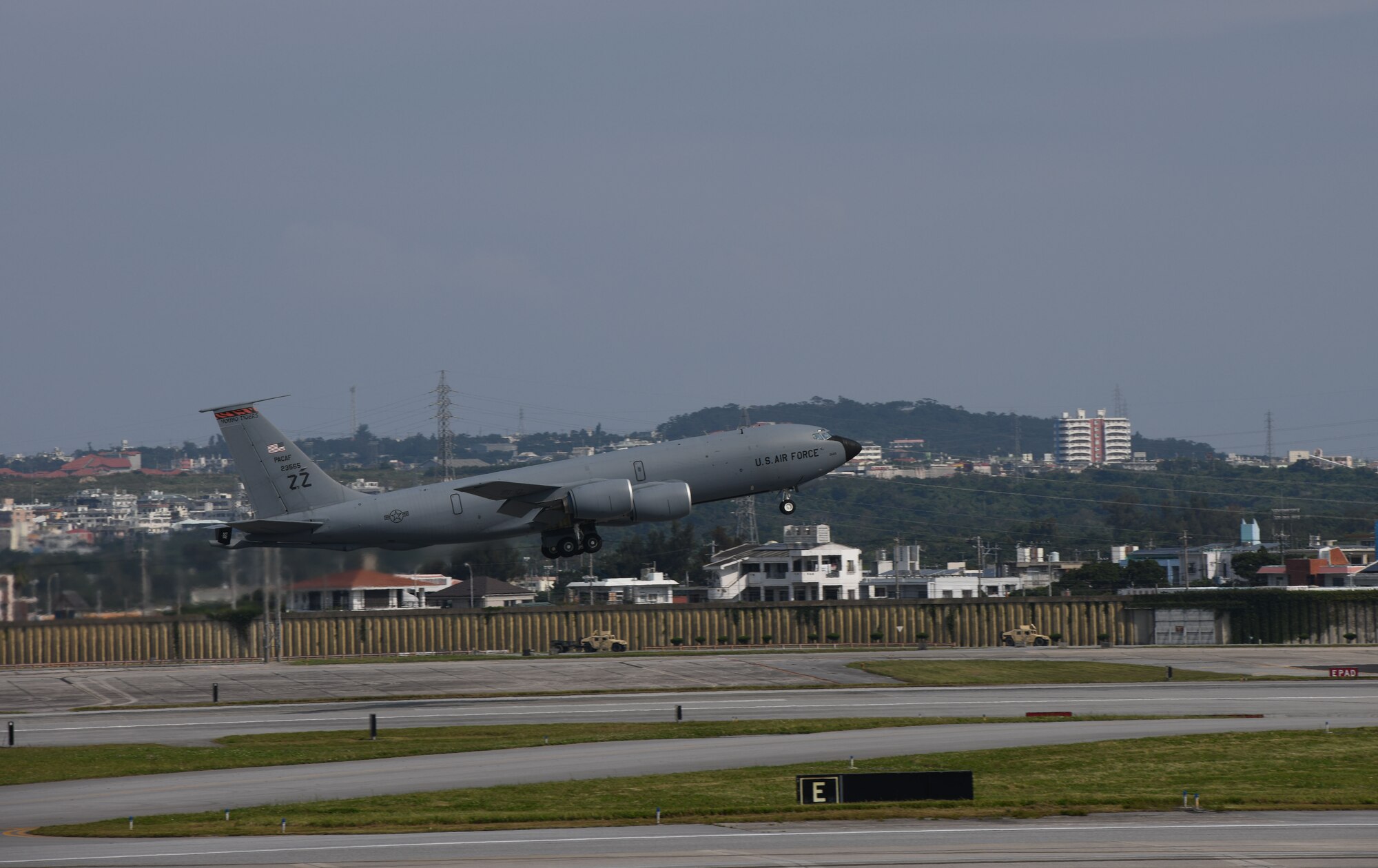 A KC-135 Stratotaker takes off.