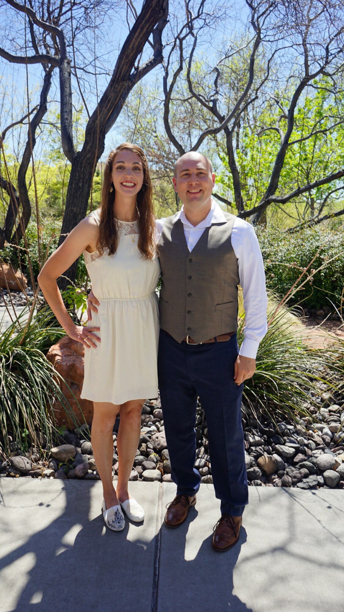 Newlyweds Maj. Corey, 732nd Operations Group director of staff and his wife, Katie, stand together soon after their wedding ceremony in St. George, Utah.