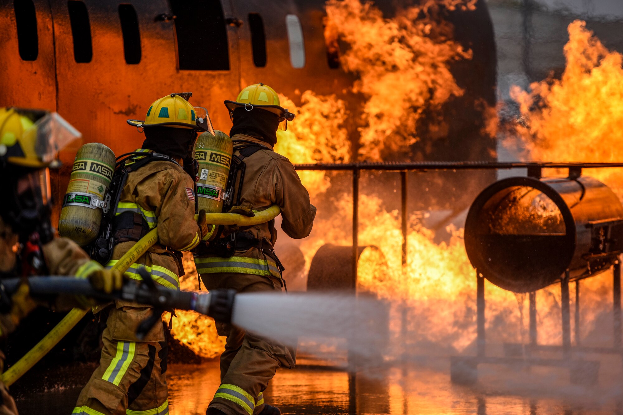 180FW Firefighter Train With Live Fires