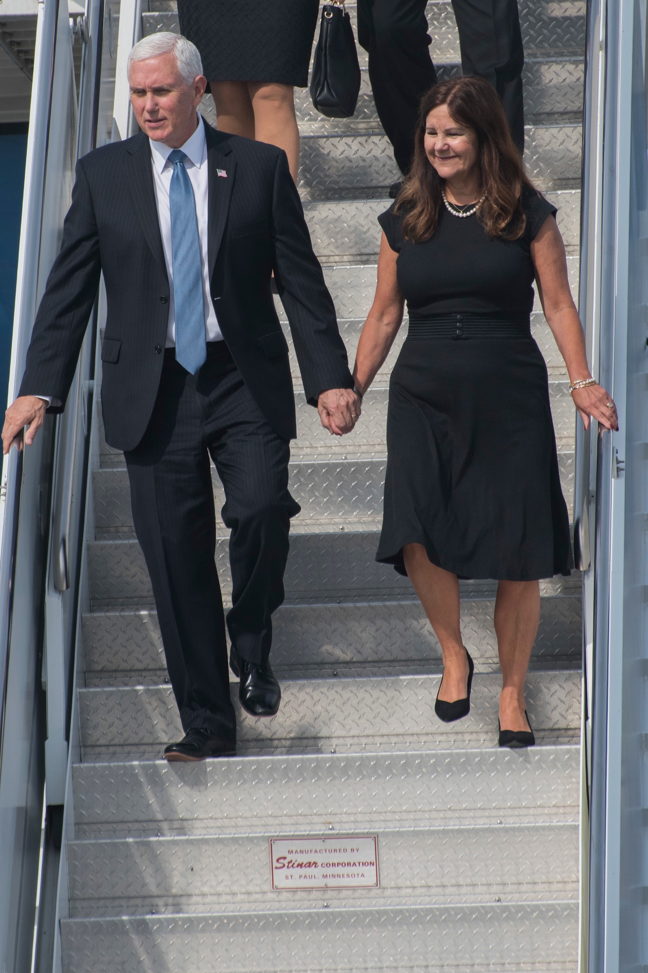 Vice President Michael Pence and his wife, Karen, disembark Air Force Two at Dobbins Air Reserve Base, Ga. on May 29, 2020.Air Force Two landed here around 10 a.m., marking the second time in two weeks the vice president has visited Georgia. (U.S. Air Force photo/Andrew Park)
