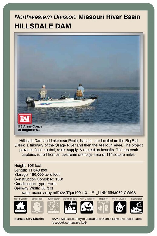 Living with dams is a shared responsibility and requires constant assessment, continuous communication and engagement with local public and emergency management agencies. The Kansas City District, U.S. Army Corps of Engineers, operates and manages 18 dams in Missouri, Kansas, Nebraska and Iowa. Flood control serves as the primary purpose of these dams. Corps reservoirs provide many other benefits including recreation activities.