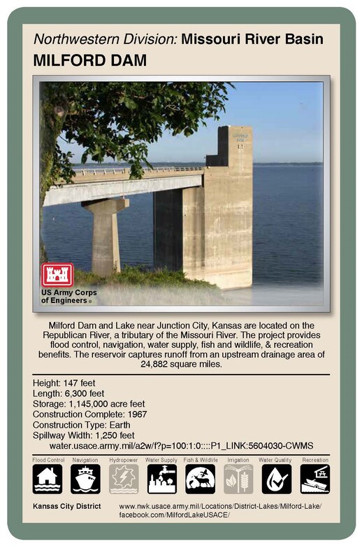 Living with dams is a shared responsibility and requires constant assessment, continuous communication and engagement with local public and emergency management agencies. The Kansas City District, U.S. Army Corps of Engineers, operates and manages 18 dams in Missouri, Kansas, Nebraska and Iowa. Flood control serves as the primary purpose of these dams. Corps reservoirs provide many other benefits including recreation activities.