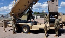Space and Missile Defense School students in Colorado Springs, Colorado, continue critical training during the COVID-19 pandemic in May 2020. Pictured from left are 1st Space Battalion, 1st Space Brigade, Soldiers Spc. Philip Sechow, Pfc. Jarod Milliman, Spc. David Sheek and Sgt. Elizabeth Hughes. (U.S. Army photo by Dottie K. White)
