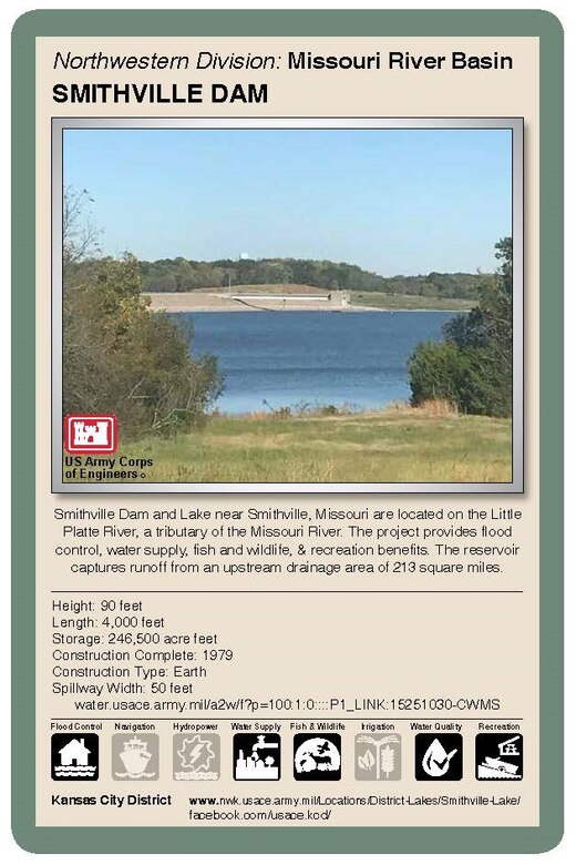 Living with dams is a shared responsibility and requires constant assessment, continuous communication and engagement with local public and emergency management agencies. The Kansas City District, U.S. Army Corps of Engineers, operates and manages 18 dams in Missouri, Kansas, Nebraska and Iowa. Flood control serves as the primary purpose of these dams. Corps reservoirs provide many other benefits including recreation activities.
