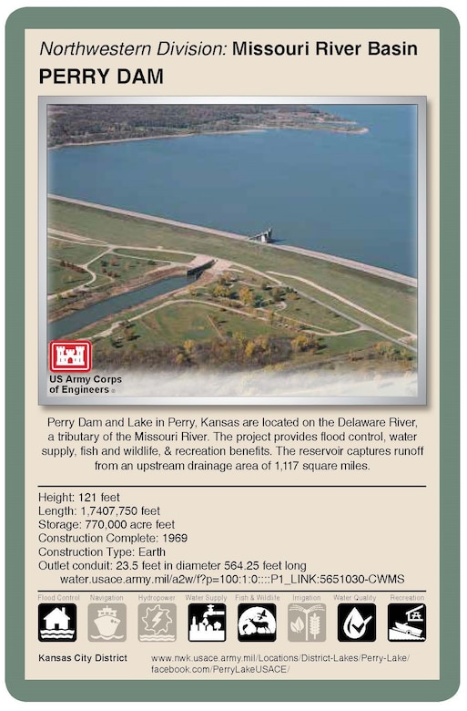 Living with dams is a shared responsibility and requires constant assessment, continuous communication and engagement with local public and emergency management agencies. The Kansas City District, U.S. Army Corps of Engineers, operates and manages 18 dams in Missouri, Kansas, Nebraska and Iowa. Flood control serves as the primary purpose of these dams. Corps reservoirs provide many other benefits including recreation activities.