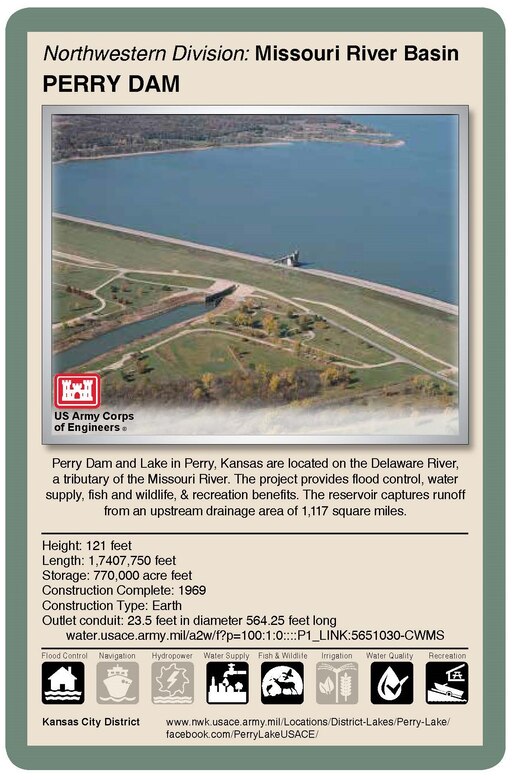 Living with dams is a shared responsibility and requires constant assessment, continuous communication and engagement with local public and emergency management agencies. The Kansas City District, U.S. Army Corps of Engineers, operates and manages 18 dams in Missouri, Kansas, Nebraska and Iowa. Flood control serves as the primary purpose of these dams. Corps reservoirs provide many other benefits including recreation activities.