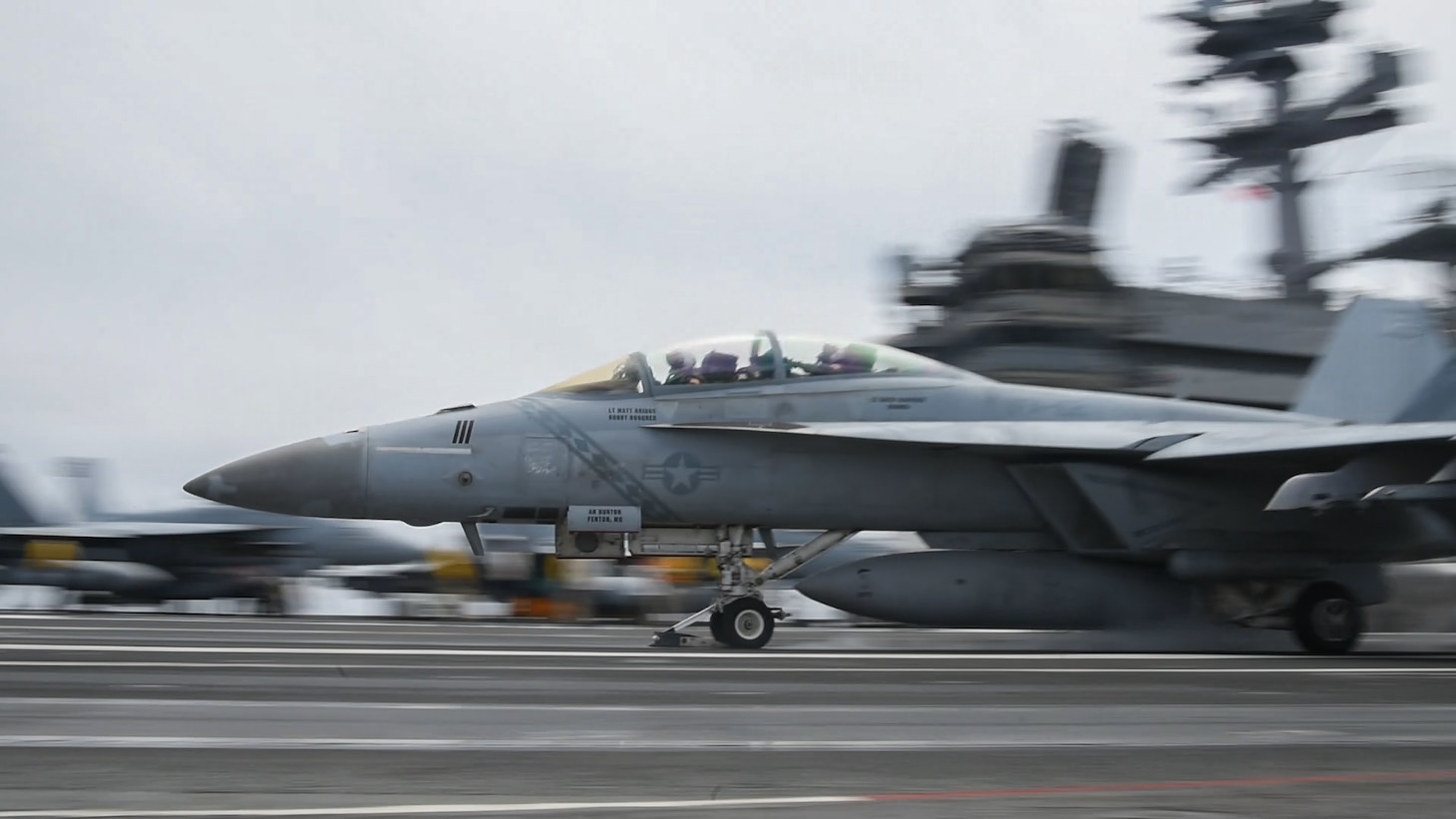 PHILIPPINE SEA (May 30, 2020) Commander, U.S. 7th Fleet, Vice Adm. William R. Merz, right, launches an F/A-18F Super Hornet attached to Strike Fighter Squadron (VFA) 102 from the flight deck of the Navy’s only forward-deployed aircraft carrier USS Ronald Reagan (CVN 76) during a scheduled visit. During the visit, Merz talked with Sailors about the health of the force and observed the ship’s operational readiness. Ronald Reagan, the flagship of Carrier Strike Group 5, provides a combat-ready force that protects and defends the United States, as well as the collective maritime interests of its allies and partners in the Indo-Pacific region.