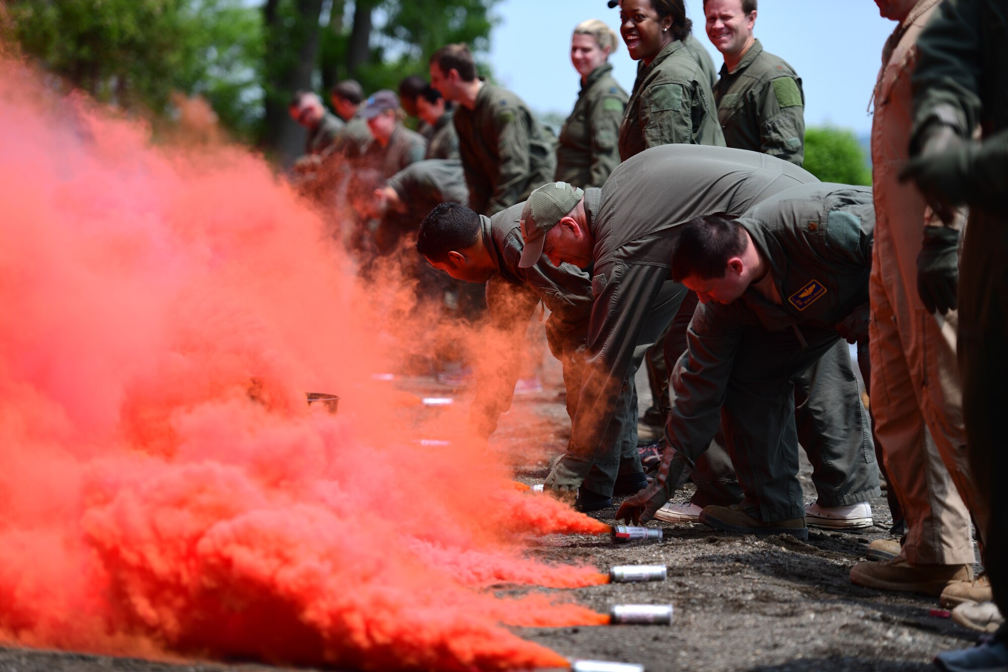 Airmen assigned to the 105th Airlift Wing participate in combat survival training