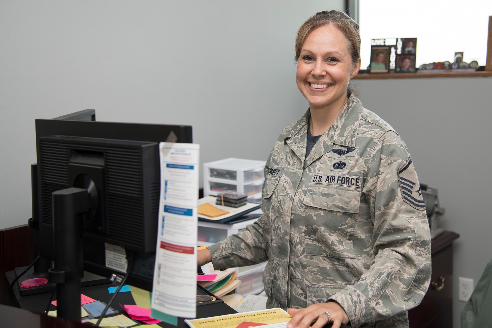 Master Sgt. Kelly McDermott, an administration Airmen with the 105th Airlift Wing, joined the Air National Guard in 1996, originally as a loadmaster.