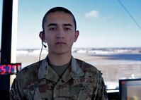 Airman 1st Class John Schmidt is an air traffic control apprentice with the 5th Operational Support Squadron. He works with his supervisors to learn how to effectively direct B-52s in their daily operations.