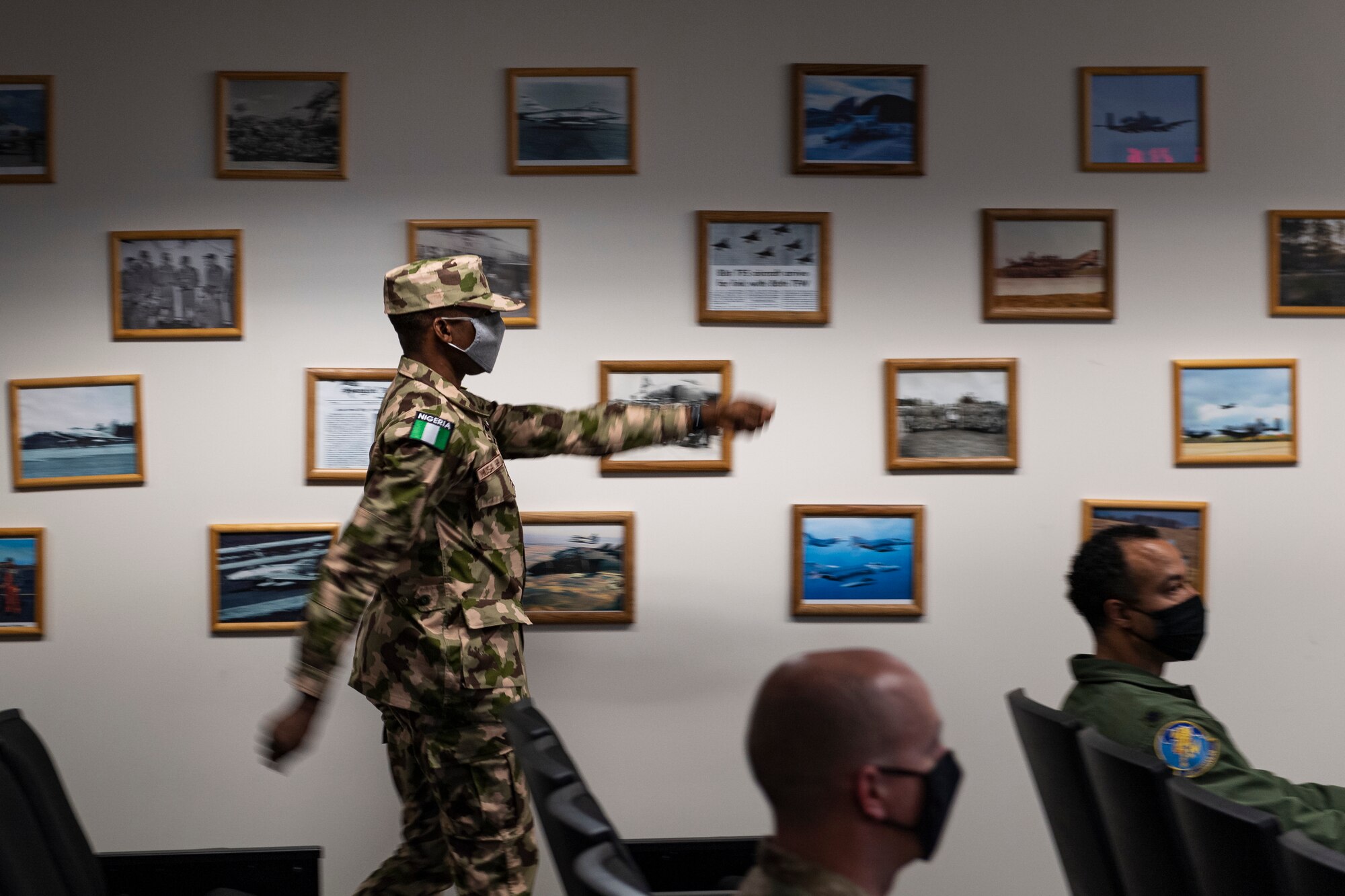 A photo of an Airman marching