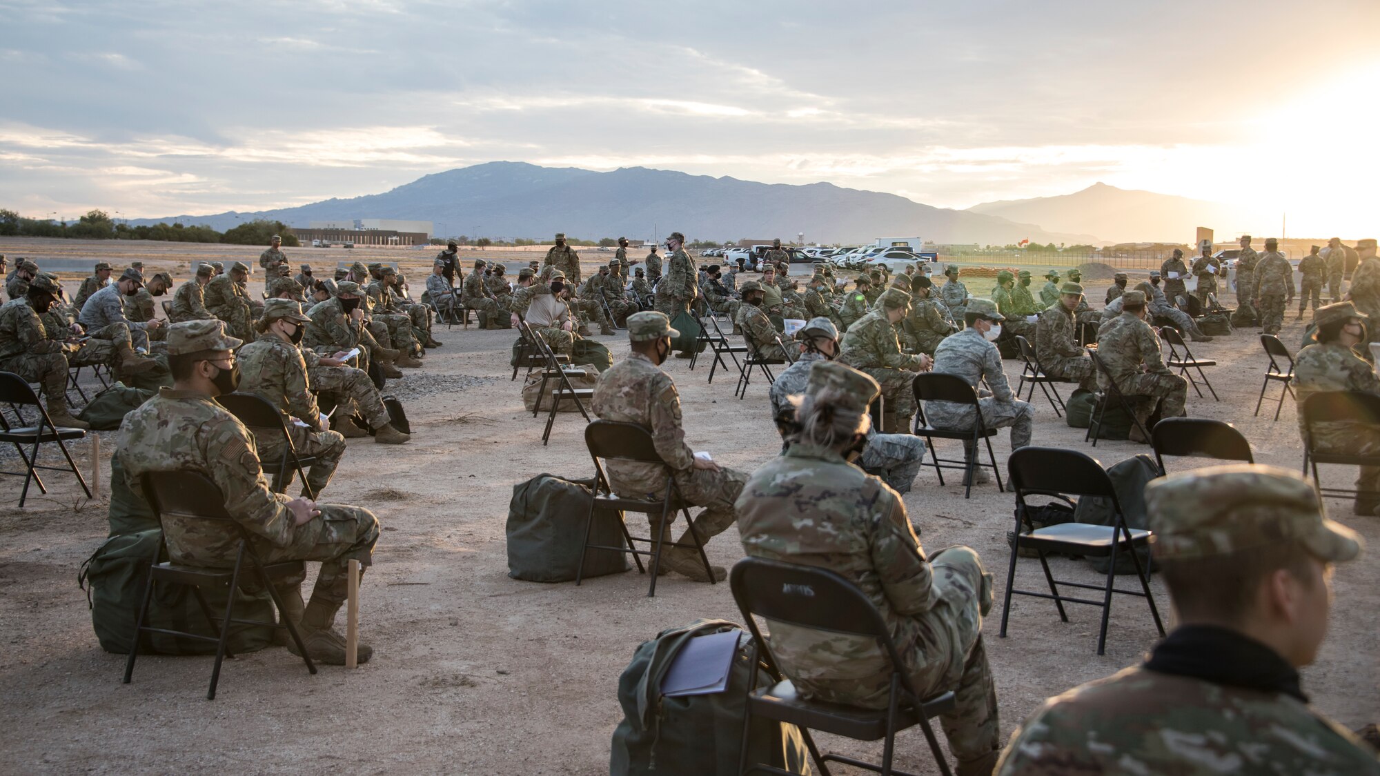 A photo of Airmen setting up for exercise