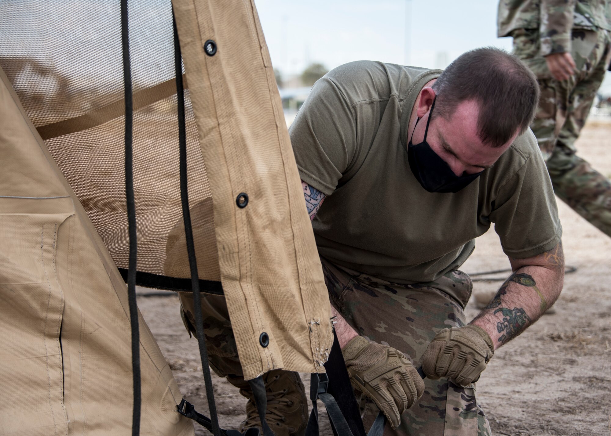 A photo of Airmen setting up for exercise