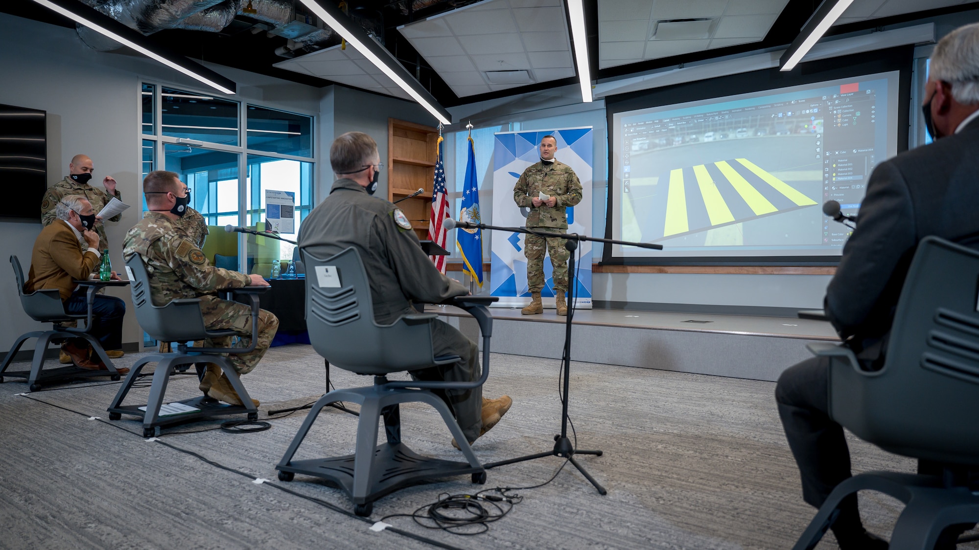 The two finalists from the S3 event progressed on to represent AFGSC and pitch their ideas at the 2021 Air Force Spark Tank competition. (U.S. Air Force photo by Staff Sgt. Philip Bryant)