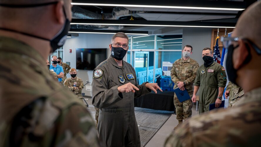 The two finalists from the S3 event progressed on to represent AFGSC and pitch their ideas at the 2021 Air Force Spark Tank competition. (U.S. Air Force photo by Staff Sgt. Philip Bryant)