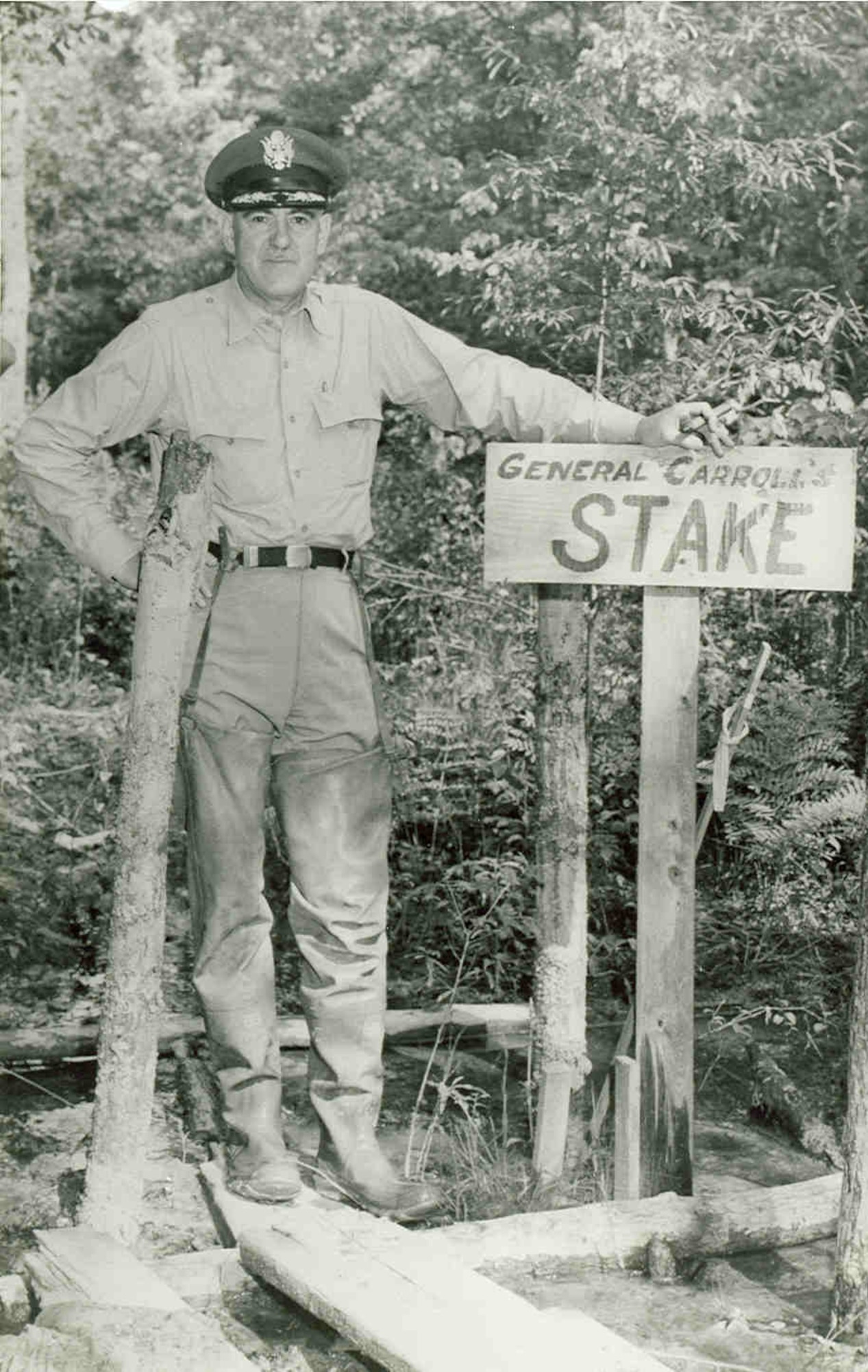 Maj. Gen. Franklin O. Carroll II stands at the Arnold Engineering Development Complex (AEDC) construction site at Arnold Air Force Base, Tenn., in 1950. Carroll was the first AEDC commander and is credited with helping to bring the installation to fruition. The facility now known as the Carroll Building at Arnold AFB was completed 30 years ago and dedicated in Carroll’s honor in June 1991. (U.S. Air Force photo)