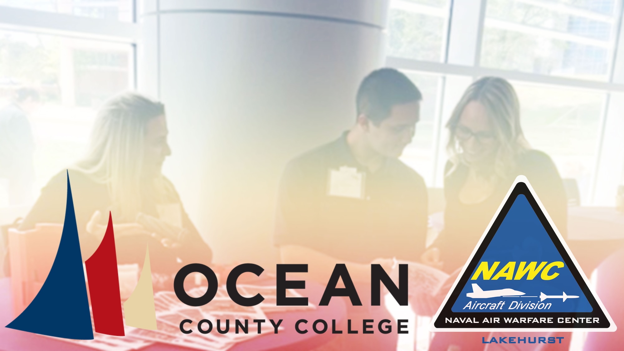 Photo illustration of the Naval Air Warfare Center Aircraft Division (NAWCAD) Lakehurst and Ocean County College (OCC).