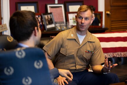 Captain Benjamin P. Broadmeadow, a second tour judge advocate, is an Office of Legislative Affairs Congressional Fellow with Representative Jackie Speier. As unrestricted line officers, Marine Corps judge advocates are able to expand their legal and professional experience in a wide variety of second tour assignments. (U.S. Marine Corps photo by Lance Cpl. Phuchung Nguyen)