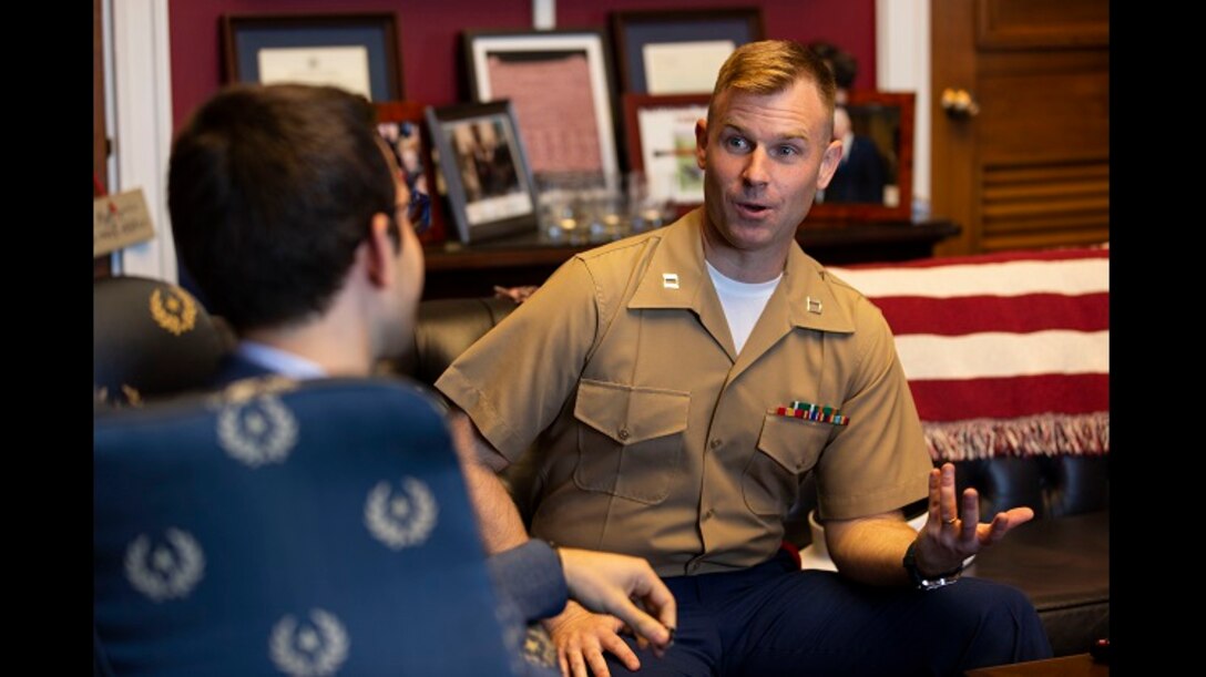 Captain Benjamin P. Broadmeadow, a second tour judge advocate, is an Office of Legislative Affairs Congressional Fellow with Representative Jackie Speier. As unrestricted line officers, Marine Corps judge advocates are able to expand their legal and professional experience in a wide variety of second tour assignments. (U.S. Marine Corps photo by Lance Cpl. Phuchung Nguyen)