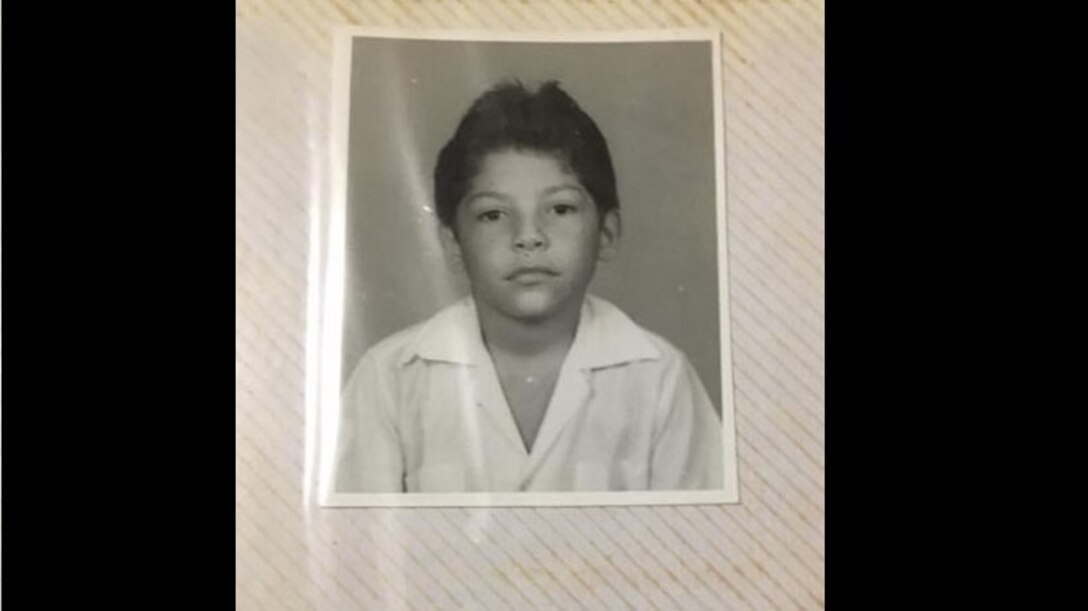 Picture submitted by Lt. Col. Jose Luis Montalvan, with 6th Marine Corps District, depicting himself as a child. Montalvan enlisted in the Marine Corps in 1995, and earned a commissioning through the Marine Enlisted Commissioning Education Program in 2002. He currently serves as the district recruiting operations officer for 6th MCD, where he oversees recruiting operations and training to ensure that the most qualified men and women are given the opportunity to join the Marine Corps. (Courtesy photo)