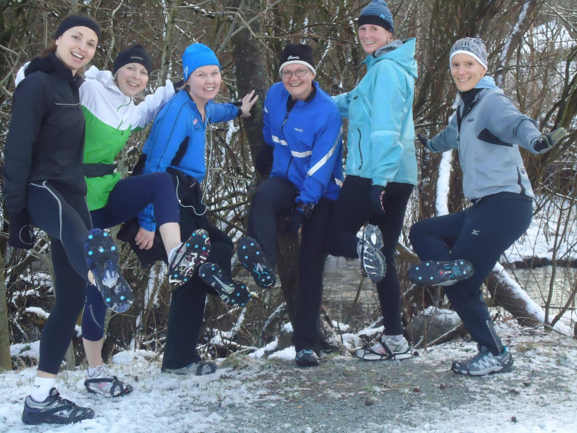 Running group in winter.