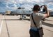 A photo of an Airman doing pre-flight inspections