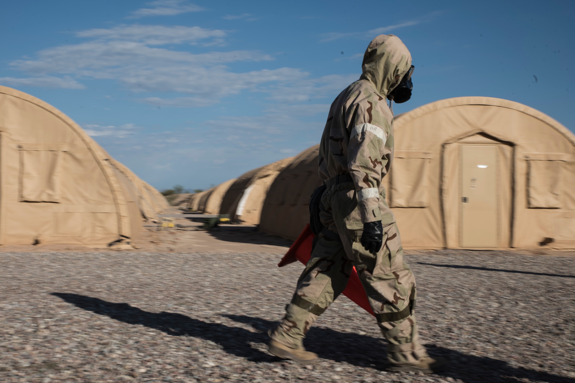 A photo of Airmen doing CBRNE training