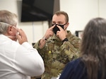 Virginia National Guard Soldiers train civilians from various agencies to conduct N95 respirator mask fit testings Nov. 3, 2020, at Old Dominion EMS Alliance in Henrico County, Virginia.