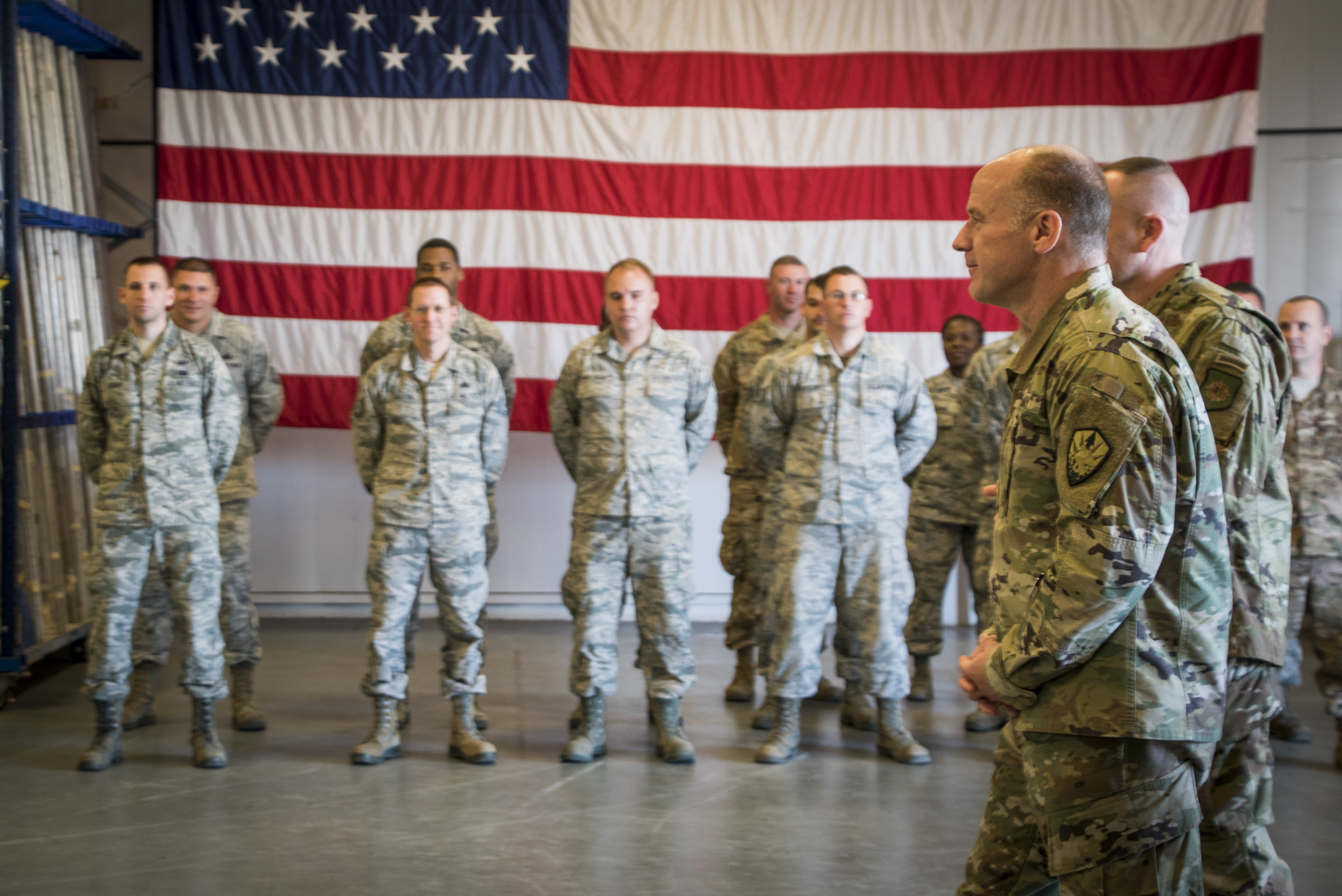 Army Gen. Stephen Lyons, right, U.S. Transportation Command Commander, visits Naval Station Rota, Spain’s air operations during an inside look at operations aboard the installation, November 6, 2018.