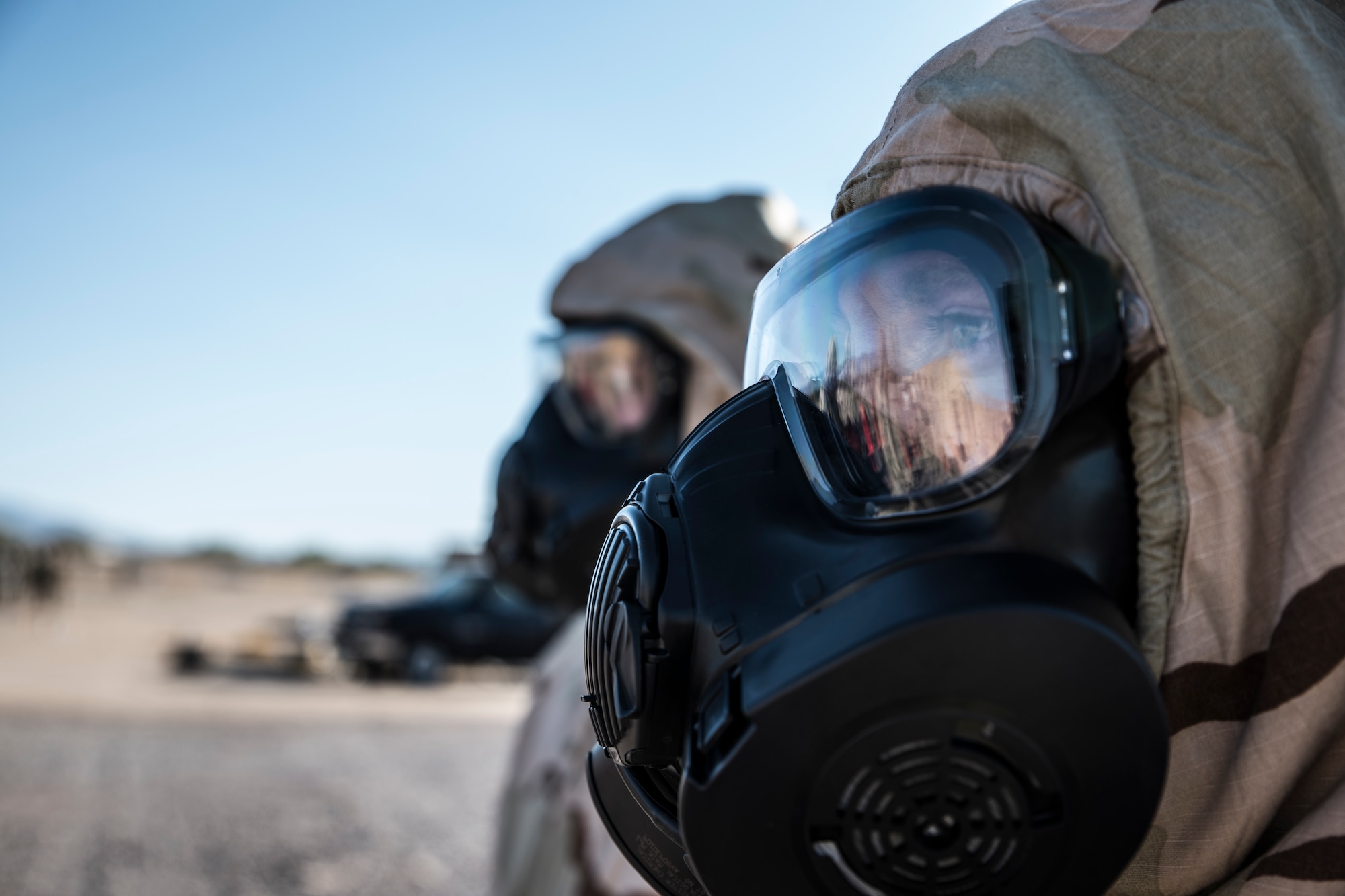 A photo of Airmen doing CBRNE training