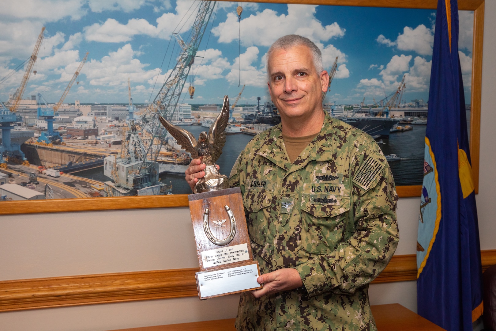 Capt. Dan Rossler was recognized as the "Silver Eagle" in 2019 - the senior-most LDO in the Navy who is charged with not only reminding the LDO community of the challenges and accomplishments faced during their careers but also of their responsibility to mentor the future of the Navy.