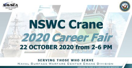 Nearly one thousand participants from across the country attended Naval Surface Warfare Center, Crane Division’s (NSWC Crane) first-ever virtual career fair on October 22. NSWC Crane was seeking qualified applicants in business and technical positions and the public was welcome to participate.
The annual career fair started in 2018 and was structured this year to take place virtually to ensure public safety.