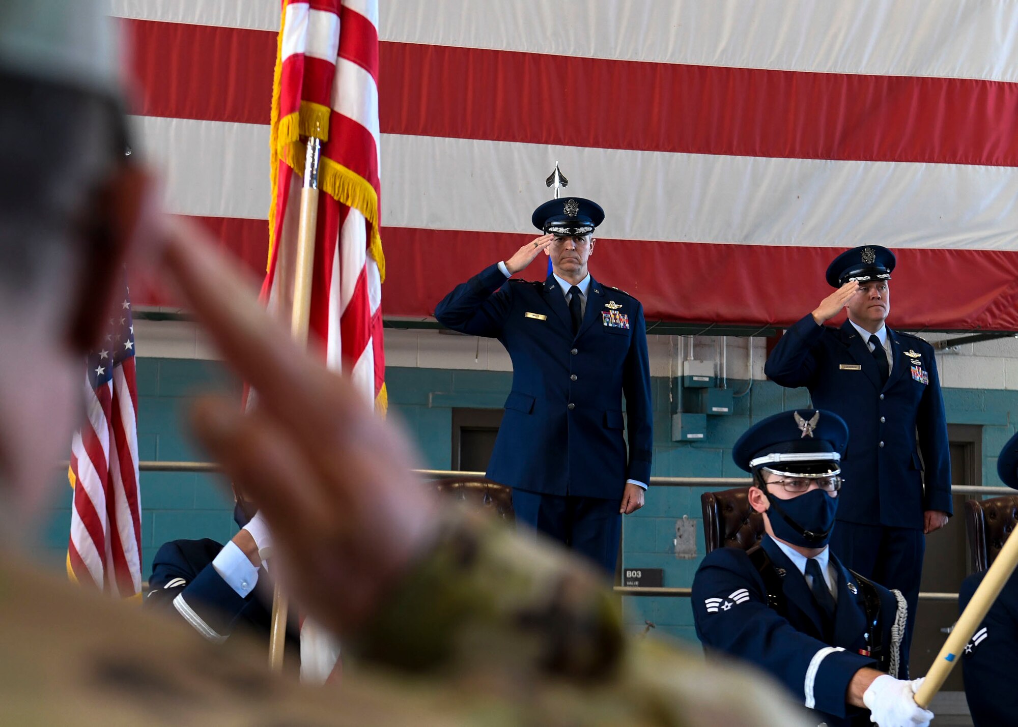 U.S. Air Force Maj. Gen. Craig D. Wills, 19th Air Force commander, salutes.