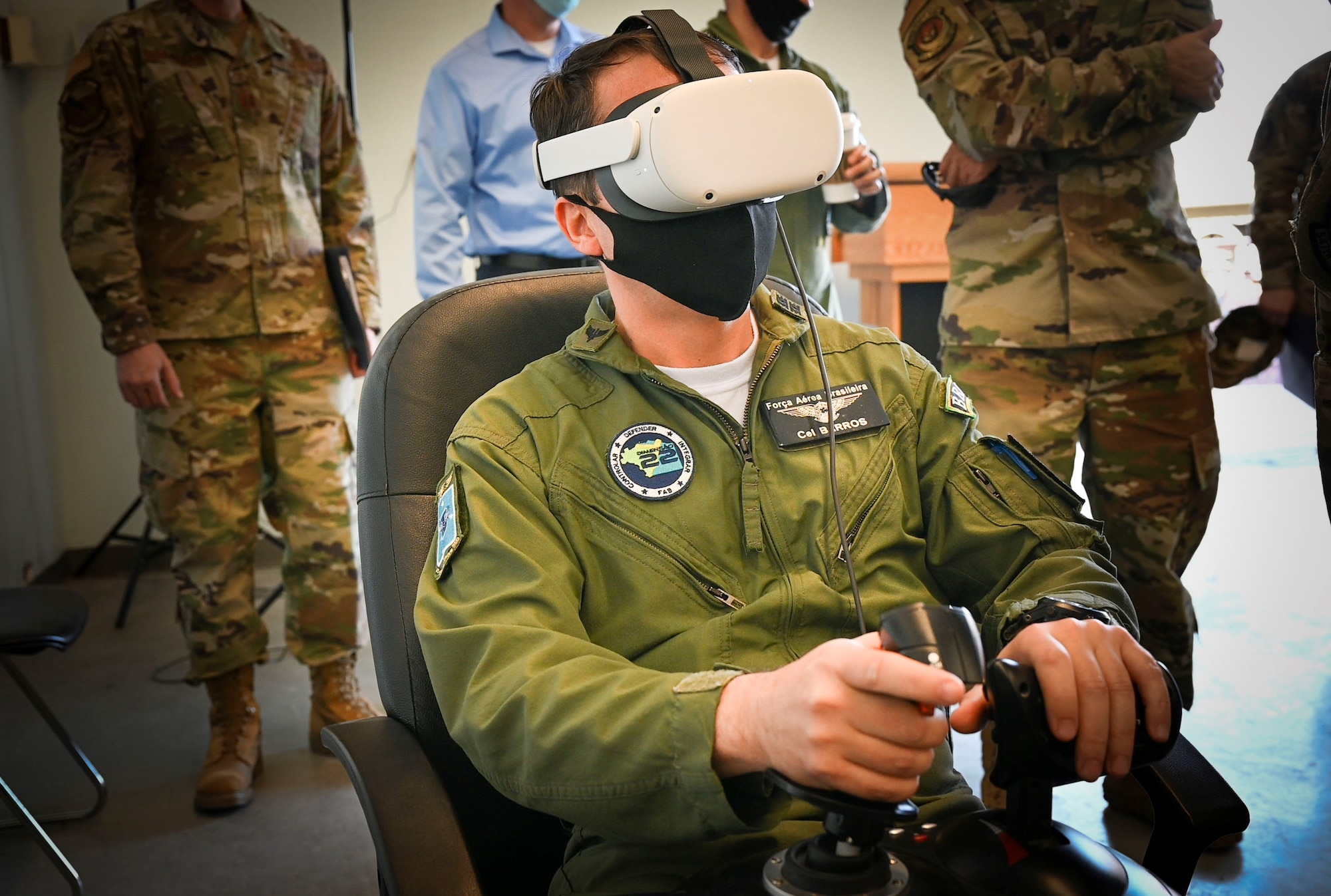 Foreign Liaison Officer uses virtual reality simulator