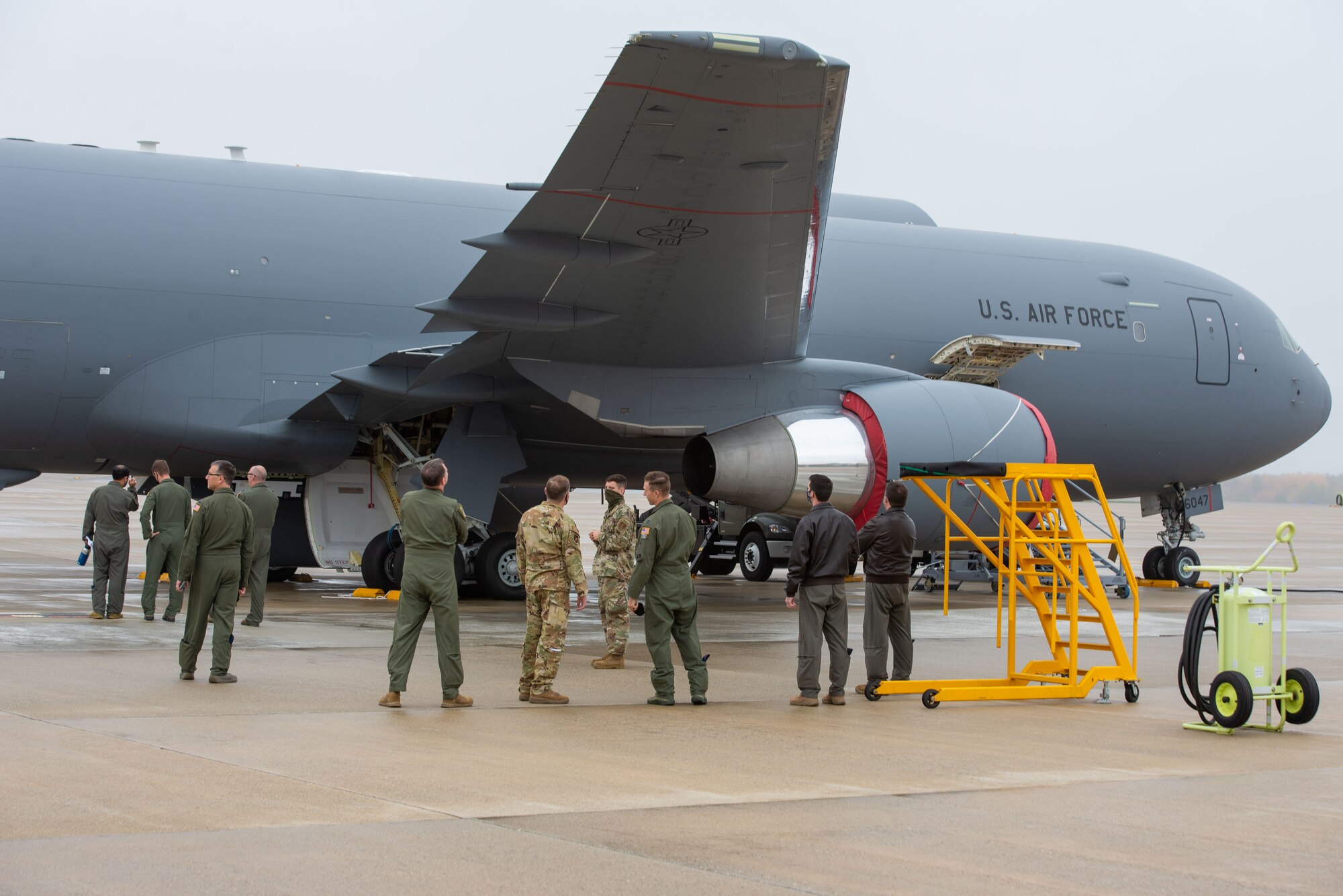 Airmen from McGuire Air Force Base, Seymour Johnson AFB and the National Guard Bureau tour a KC-46 during a KC-46A Site Activation Task Force conference held Oct. 20-22, at Pease Air National Guard Base, N.H. The KC-46A SATAF is composed of military and civilian aviation experts from across the mobility enterprise focused on addressing current issues to successfully field the KC-46A. (U.S. Air National Guard photo by Tech. Sgt. Aaron Vezeau)