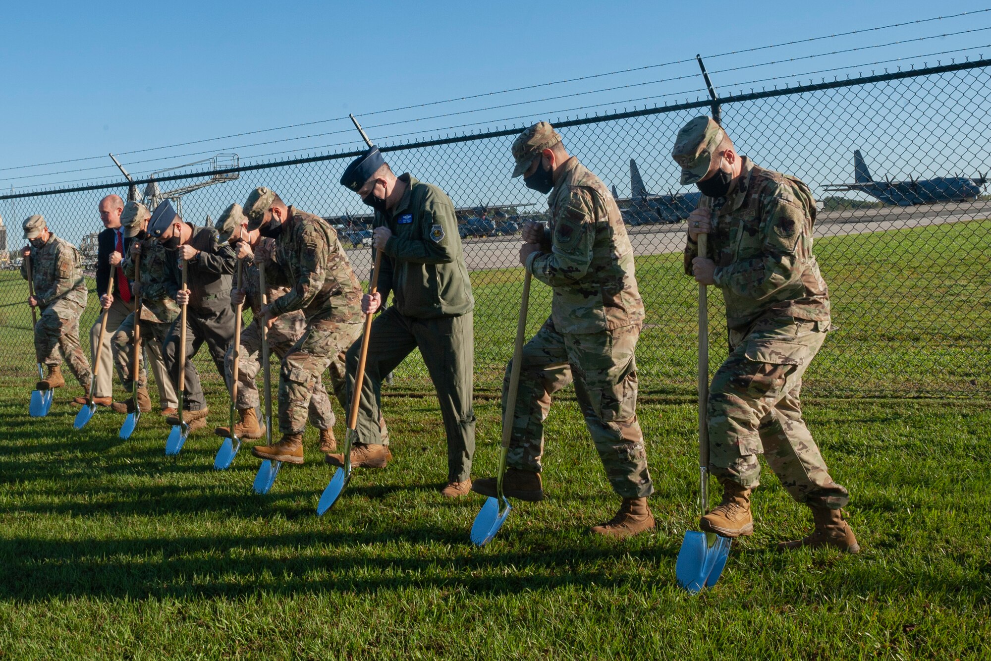 Photo of Airmen breaking ground