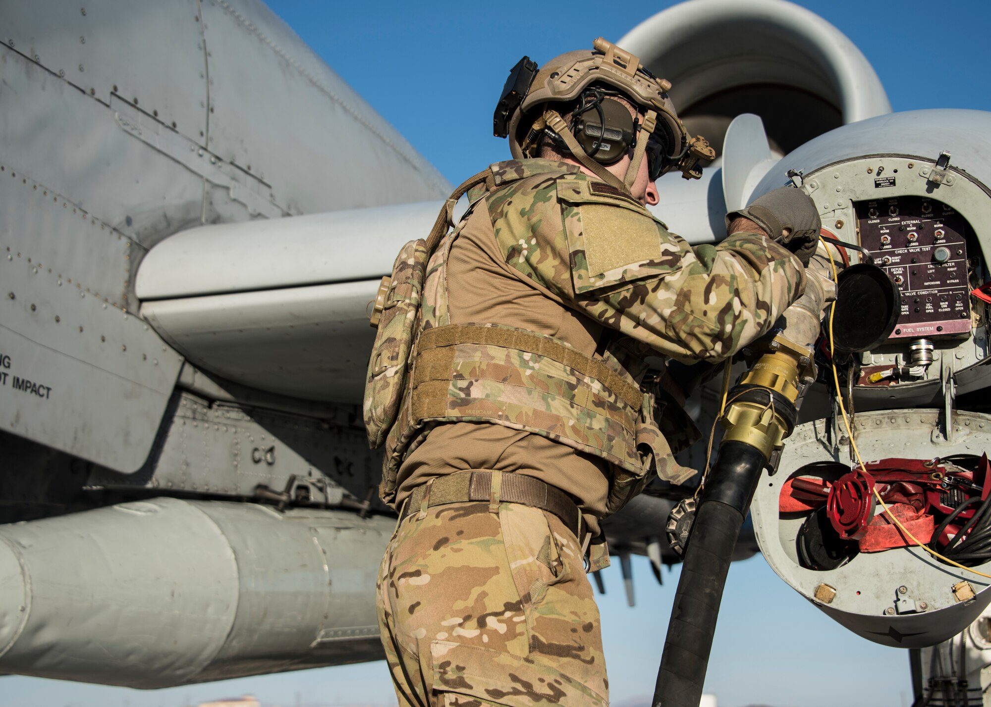 A photo of an Airman performing a FARP mission