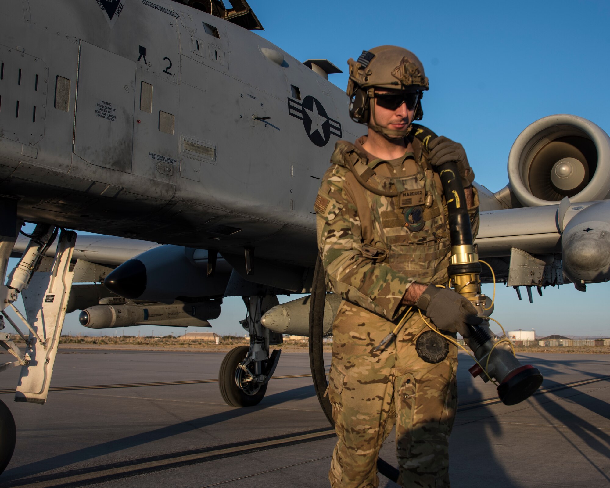 A photo of an Airman performing a FARP mission