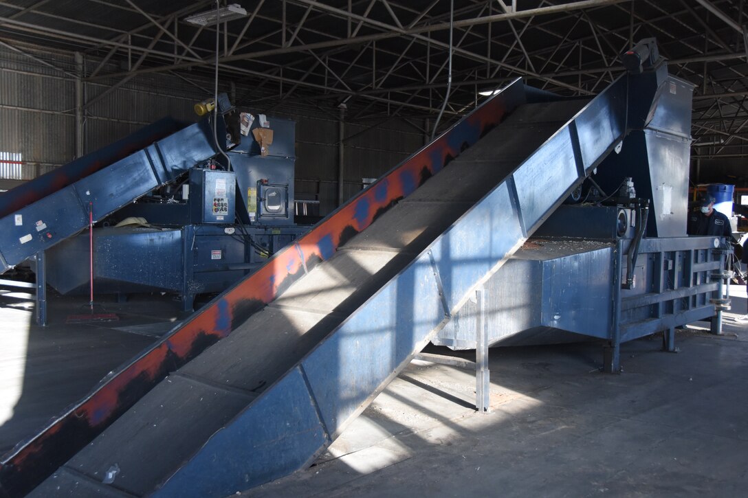 After two years of waiting, Donna Sykes, the Qualified Recycling Program manager for Sheppard AFB, when the recycling center installed a new cardboard baler Nov. 3, 2020.