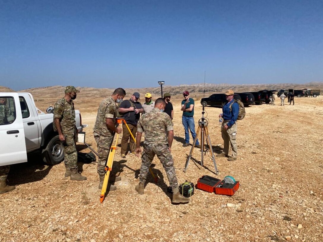 Engineers from the U.S. Army Corps of Engineers Middle East District conduct a site survey with members of the Lebanese Armed forces during a visit to Lebanon in October 2020.