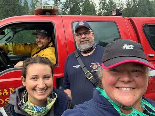 Kyle Anderson and some of his teammates from the Pleasant Hill – Goshen Fire Station who worked the Holiday Farm wildfire together.